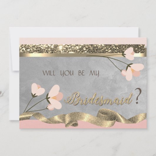Elegante Chic Floral Bridesmaid Card Einladung (Vorderseite)