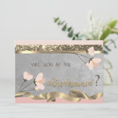 Elegante Chic Floral Bridesmaid Card Einladung (Stehend Vorderseite)