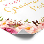 Elegante Chic Floral Graduation Party-Zeichen Poster (Ecke)