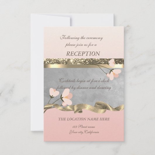 Elegante Chic Floral Hochzeitsempfang Einladung (Vorderseite)