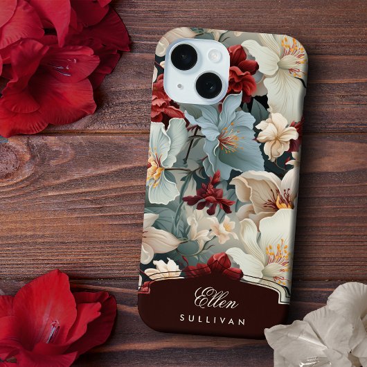 Elegante Chic Floral mit Individuelle Name/Monogra Case-Mate iPhone Hülle