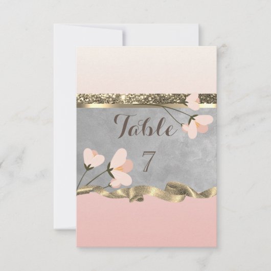 Elegante Chic Floral Table Card Einladung (Vorderseite)