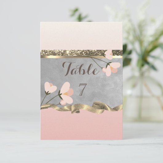 Elegante Chic Floral Table Card Einladung (Stehend Vorderseite)
