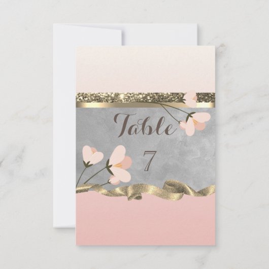 Elegante Chic Floral Table Card Einladung (Rückseite)