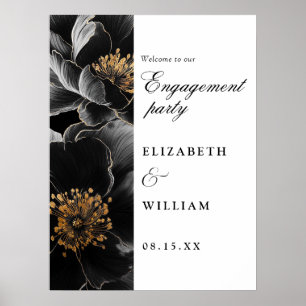 Elegante Chic florale Engagement Party Willkommens Poster