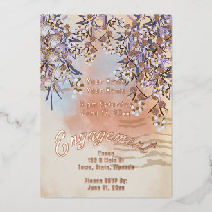 Elegante Chic Florale Verlobungs-Einladung Folieneinladung