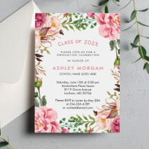 Elegante Chic Girly Floral Graduation Party