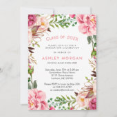 Elegante Chic Girly Floral Graduation Party Einladung (Vorderseite)