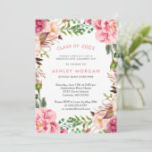 Elegante Chic Girly Floral Graduation Party Einladung (Stehend Vorderseite)