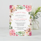 Elegante Chic Girly Floral Graduation Party Einladung (Stehend Vorderseite)