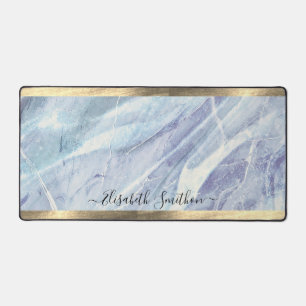 Elegante Chic Gold Aquamarin Lila Blue Add Name Ma Schreibtischunterlage