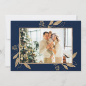 Elegante Chic Gold Blätter 4 Foto Weihnachtskarte (Rückseite)