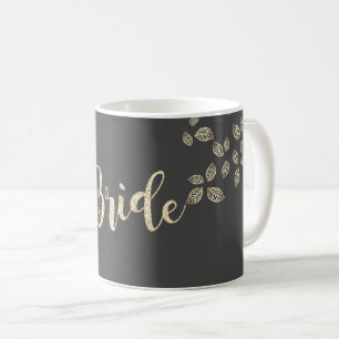 Elegante Chic Gold Blätter, Bride Kaffeetasse