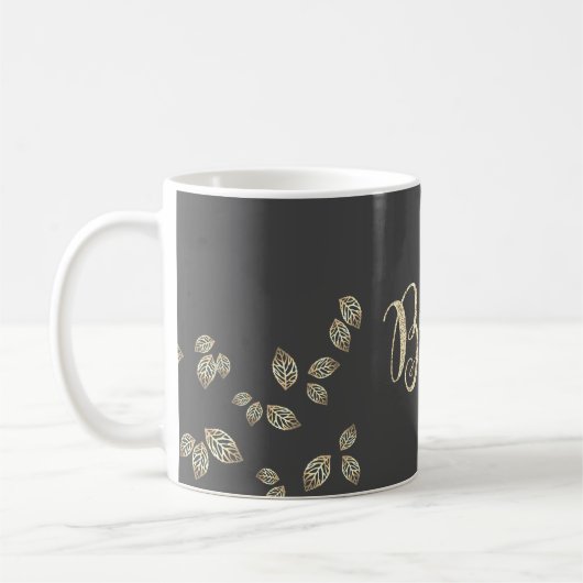 Elegante Chic Gold Blätter, Bride Kaffeetasse (Links)
