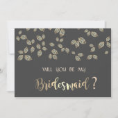 Elegante Chic Gold Blätter Bridesmaid Card Einladung (Vorderseite)
