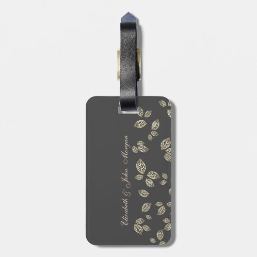 Elegante Chic Gold-Blätter Gepäckanhänger (Rückseite vertikal)