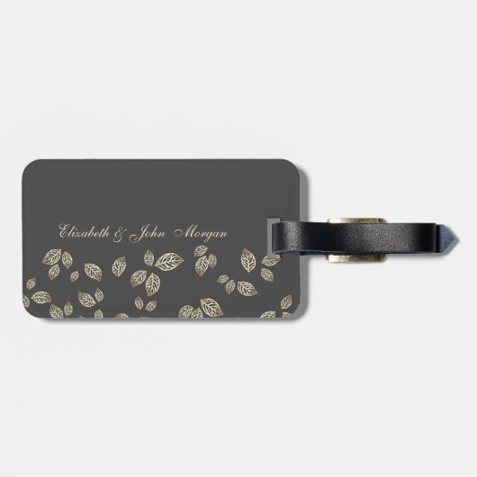 Elegante Chic Gold-Blätter Gepäckanhänger (Rückseite horizontal)