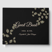 Elegante Chic Gold Blätter Hochzeit Gästebuch (Vorderseite)