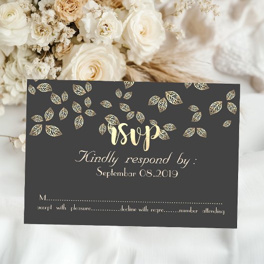 Elegante Chic Gold Blätter RSVP Card Einladung