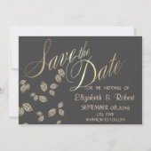 Elegante Chic Gold Blätter Save the Date (Vorderseite)
