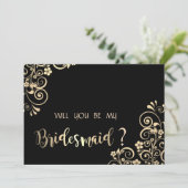 Elegante Chic Gold Blume Bridesmaid Card Einladung (Stehend Vorderseite)