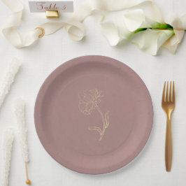 Elegante Chic Gold Blume & Dusty Rose Wedding Pappteller