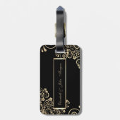 Elegante Chic Gold-Blume Gepäckanhänger (Rückseite vertikal)