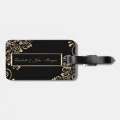 Elegante Chic Gold-Blume Gepäckanhänger (Rückseite horizontal)