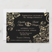 Elegante Chic Gold Blume Hochzeit Einladung (Vorderseite)