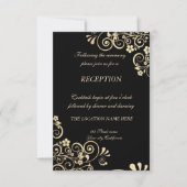 Elegante Chic Gold Blume Hochzeitsempfang Einladung (Vorderseite)