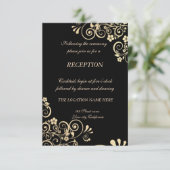 Elegante Chic Gold Blume Hochzeitsempfang Einladung (Stehend Vorderseite)