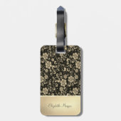 Elegante Chic Gold Blume - Personalisiert Gepäckanhänger (Rückseite vertikal)
