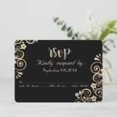 Elegante Chic Gold Blume RSVP Card Einladung (Stehend Vorderseite)