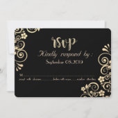 Elegante Chic Gold Blume RSVP Card Einladung (Vorderseite)