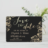 Elegante Chic Gold Blume Save the Date (Stehend Vorderseite)