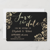 Elegante Chic Gold Blume Save the Date (Vorderseite)
