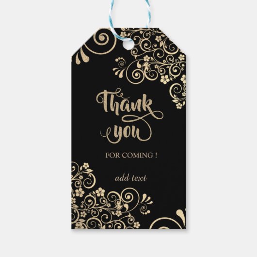 Elegante Chic Gold Blume Vielen Dank Geschenkanhänger (Vorderseite)