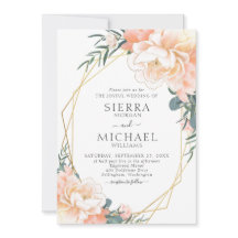 Elegante Chic Gold Blush Peach Cream Floral Weddin