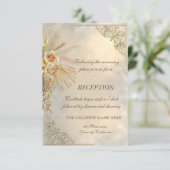 Elegante Chic Gold Boho Blume Hochzeit Empfang Einladung (Stehend Vorderseite)