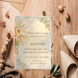 Elegante Chic Gold Boho Blume Hochzeit Empfang Einladung