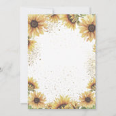 Elegante Chic Gold Cross Sonnenblumen Taufe Einladung (Rückseite)