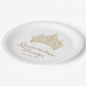 Elegante Chic Gold Crown Princess Pappteller (Schrägansicht)