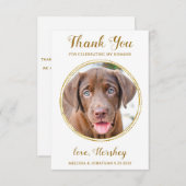 Elegante Chic Gold Custom Dog Foto Haustier Hochze Dankeskarte (Vorne/Hinten)