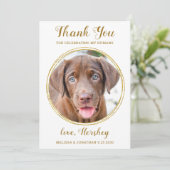 Elegante Chic Gold Custom Pet Foto Hochzeit Dankeskarte (Stehend Vorderseite)