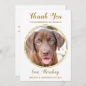 Elegante Chic Gold Custom Pet Foto Hochzeit Dankeskarte (Vorne/Hinten)