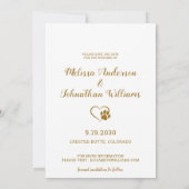 Elegante Chic Gold Custom Pet Foto Hochzeit Save The Date (Rückseite)