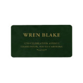 Elegante Chic Gold & Dark Green Rücksendeadresse Adressaufkleber (Vorne)
