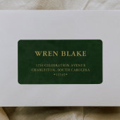 Elegante Chic Gold & Dark Green Rücksendeadresse Adressaufkleber