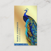 Elegante Chic Gold Foil Blue Indian Peacock Visitenkarte (Vorderseite)