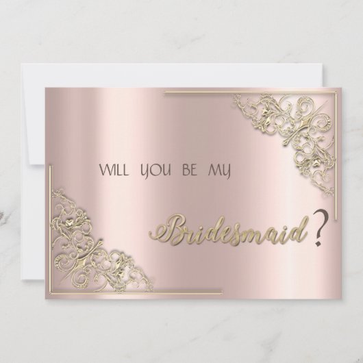 Elegante Chic Gold Frame Rose Gold Bridesmaid Card Einladung (Vorderseite)